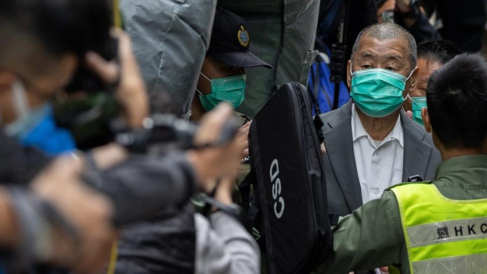香港終審法院外黎智英被押上囚車離開（9/2/2021）