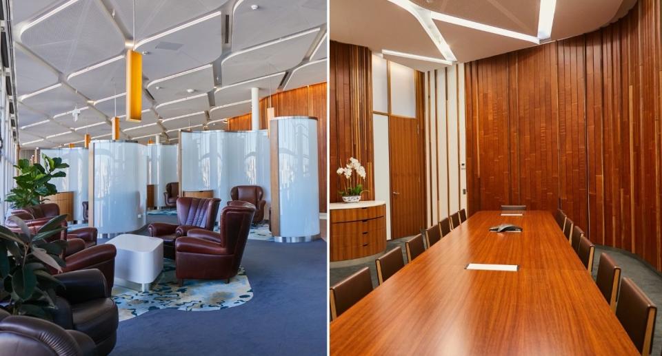 Inside Beyond Lounge boardroom and privacy pods