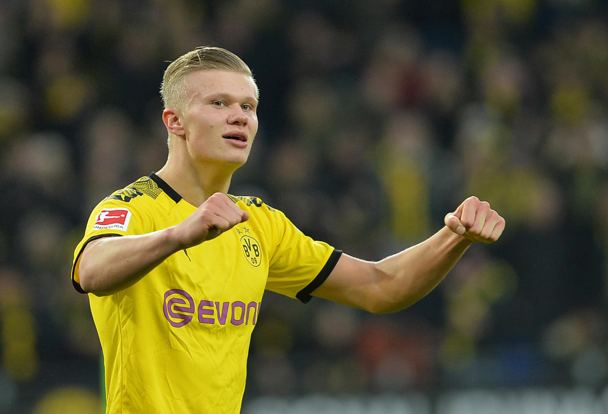 Erling Haaland scored two more goals for Borussia Dortmund on Saturday. (Photo by TF-Images/Getty Images)