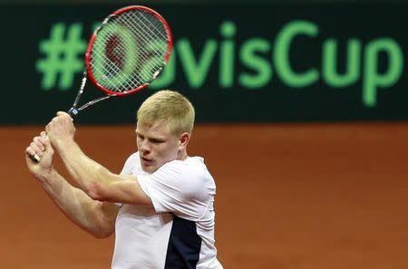 Tennis - Belgium v Great Britain - Davis Cup Final - Flanders Expo, Ghent, Belgium - 25/11/15 Great Britain's Kyle Edmund during practice Action Images via Reuters / Jason Cairnduff Livepic