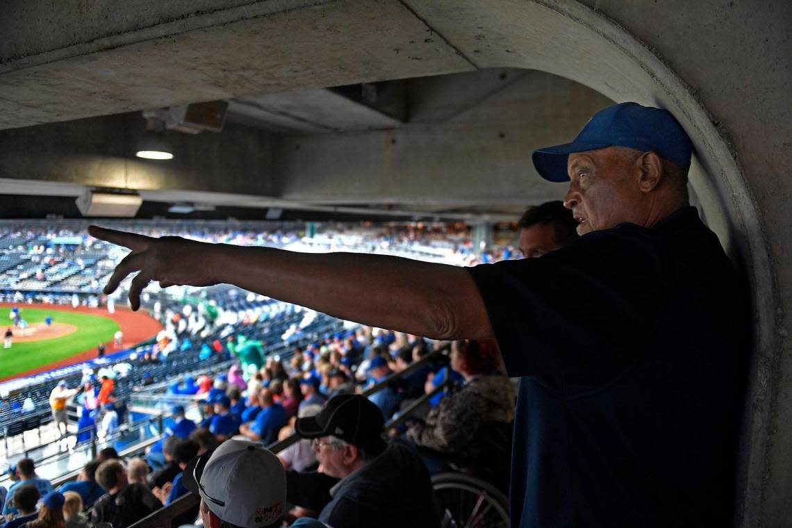 Stamps, who is 6 foot 5, is hard to miss around Kauffman Stadium. “Everybody knows Bob,” said Al “Butch” Caudle, who supervises the ushers on the first-base side, “and Bob knows everybody.” Rich Sugg/rsugg@kcstar.com