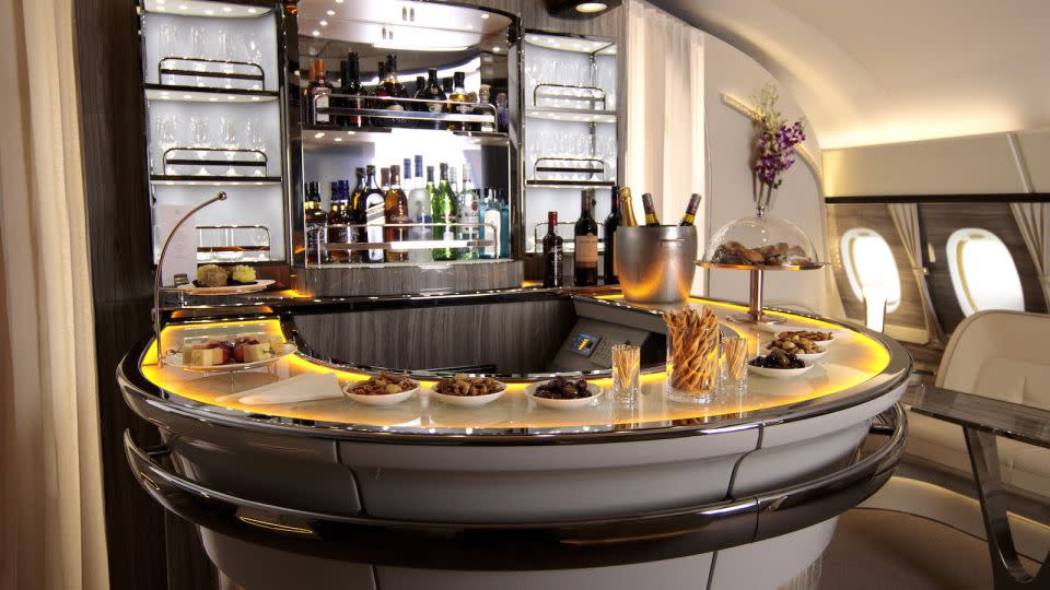 Emirates has previously auctioned items from one of its decommissioned A380s, including this upcycled bar, which sold for $50,000. - David Copeman/Emirates