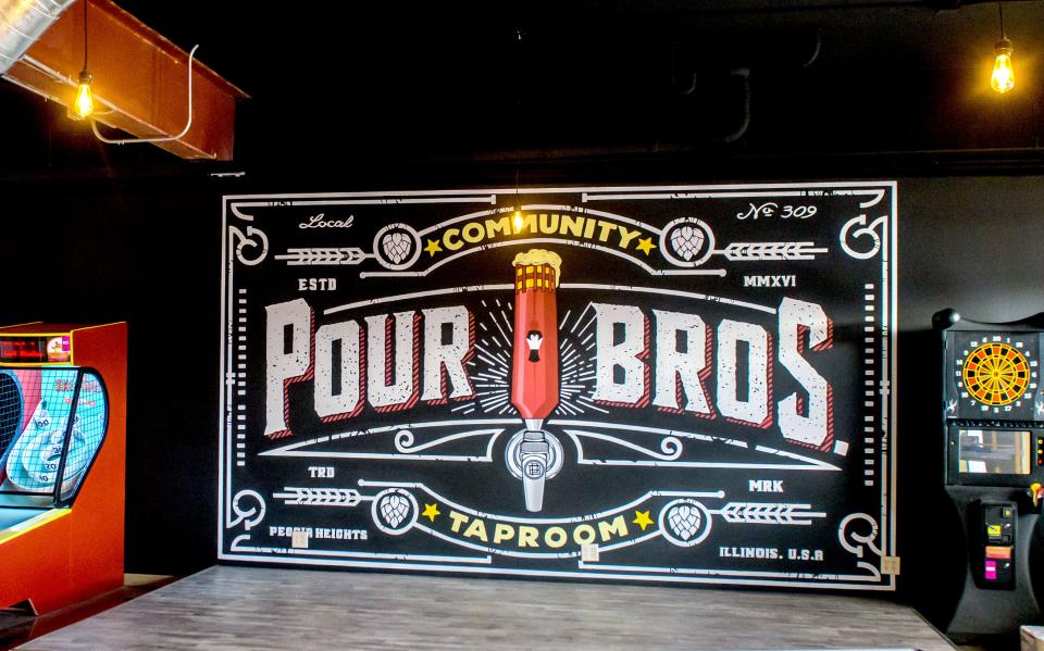 A 2023 photo depicts a mural inside of Pour Bros. Taproom in Peoria Heights. On Feb. 8, 2024, a shooting outside of the business's Champaign location left an employee in critical condition.