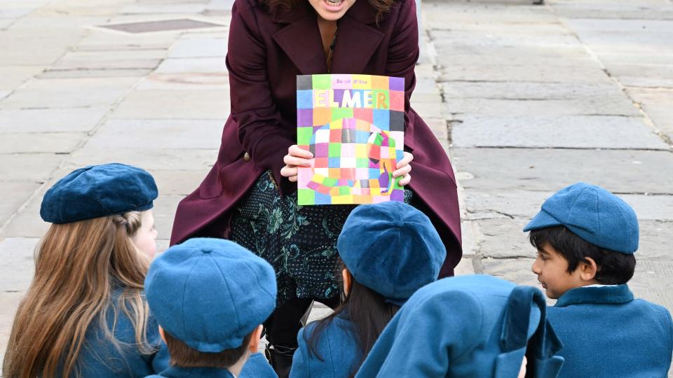 The Princess read to the school children