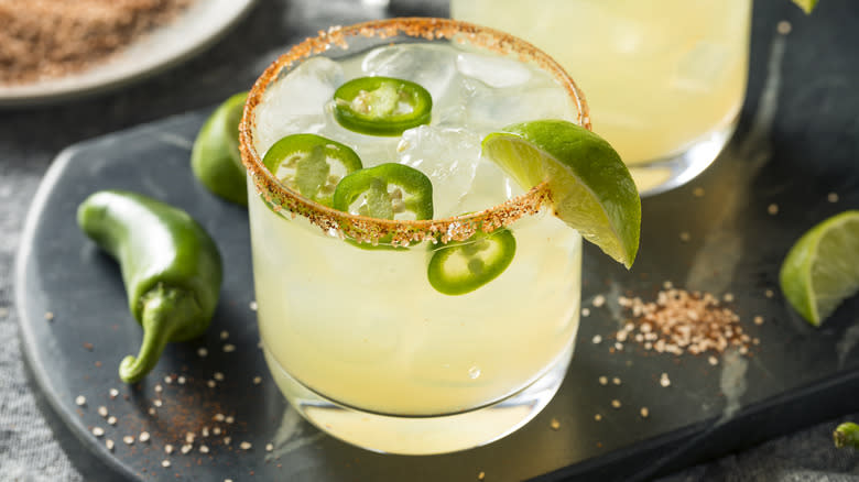 Homemade spicy Margarita cocktails