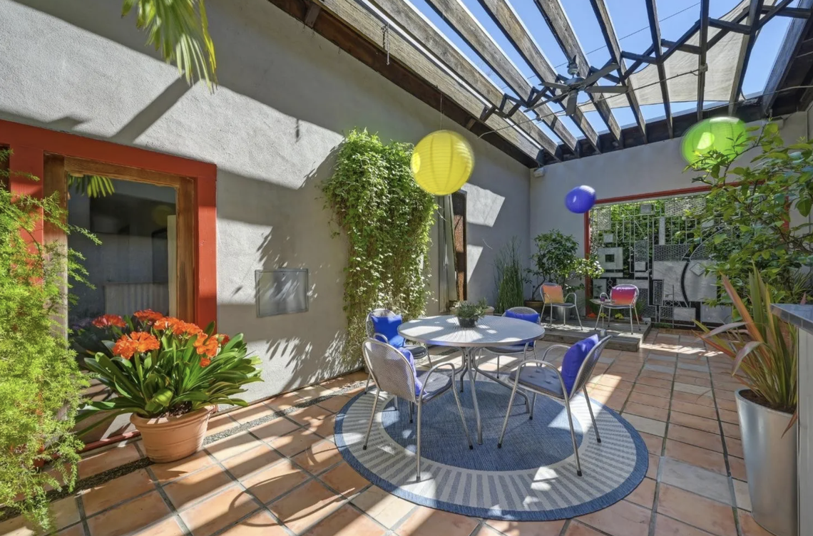 The courtyard of the industrial chic residence on 28th Street in Sacramento provides some outdoors space in the urban retreat.