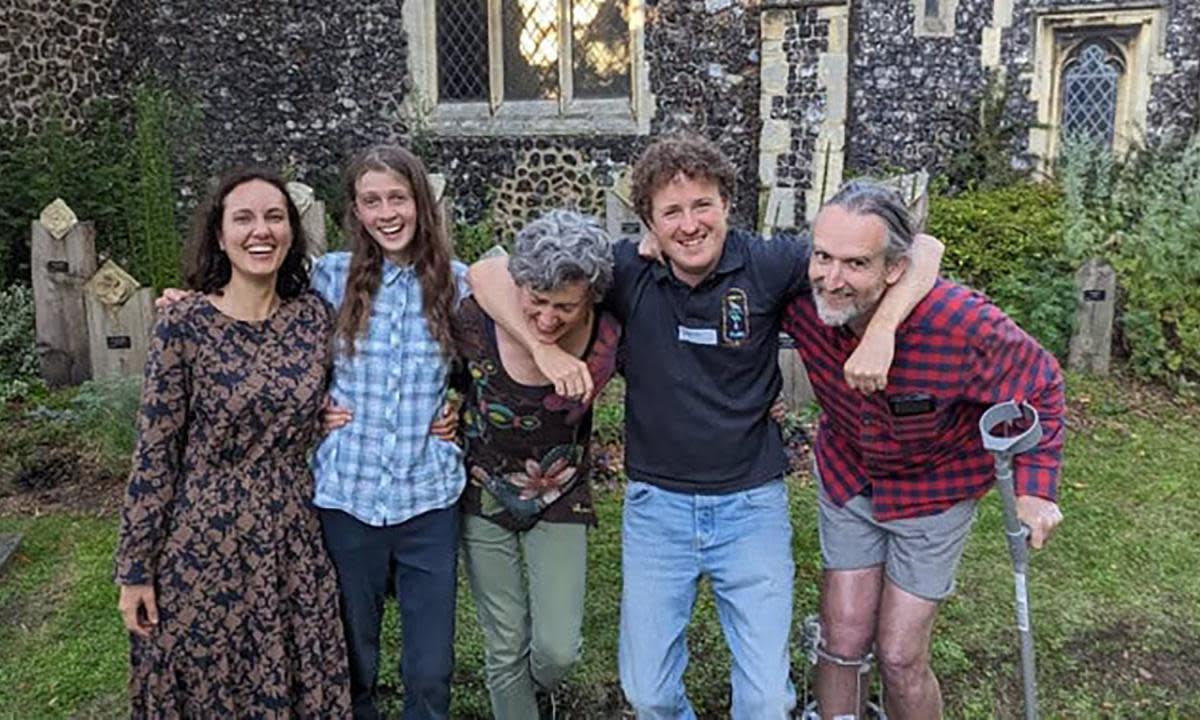 <span>L-R: Lucia Whittaker De Abreu, Cressida Gethin, Louise Lancaster and Daniel Shaw were given four-year sentences, while Roger Hallam (right) was sentenced to five years.</span><span>Photograph: Just Stop Oil</span>