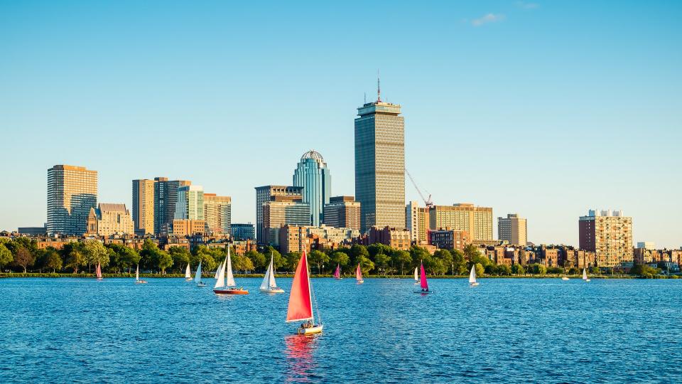 Boston Massachusetts river with skyline