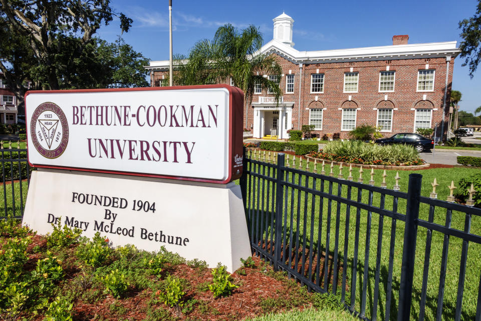 Bethune-Cookman University sign. (Jeff Greenberg / Universal Images Group via Getty Images file)