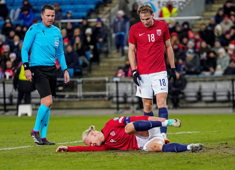 Erling Haaland picked up the injury with Norway (via REUTERS)