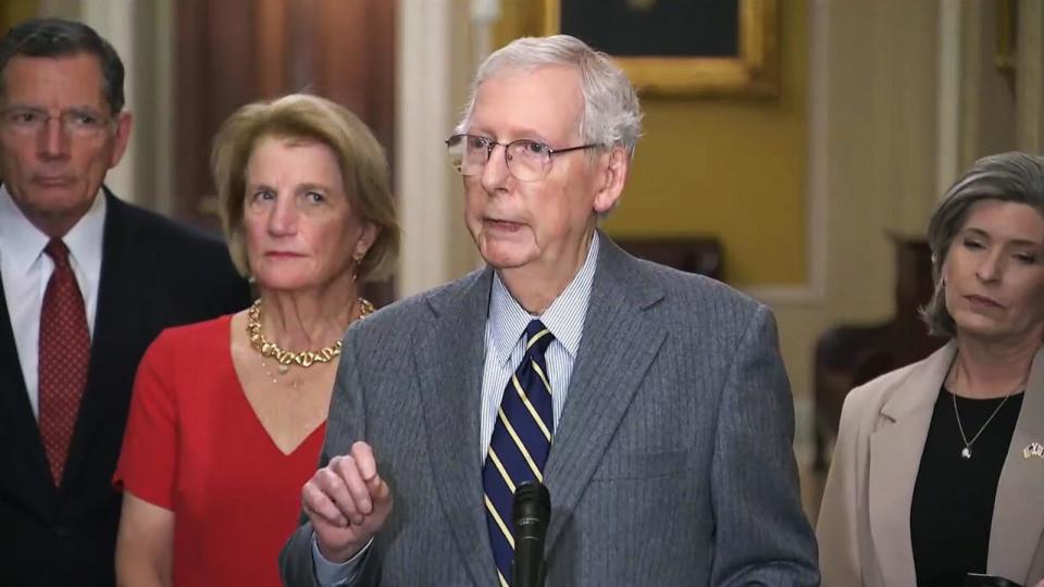 PHOTO: Mitch McConnell speaks during a press conference, on March 6, 2024, in Washington, D.C. (Pool via ABC News)