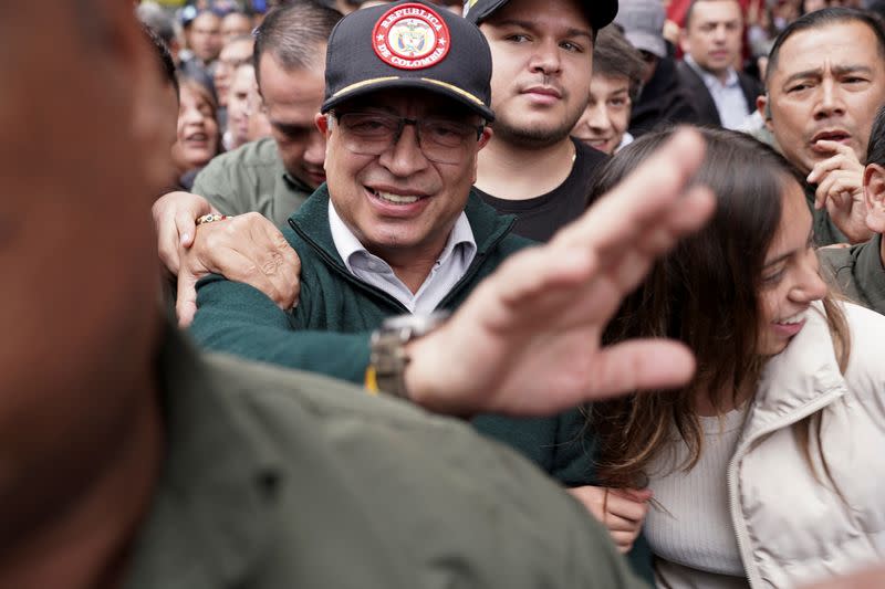 Supporters of Colombia's President Petro march in support of reforms proposed by his government, in Bogota