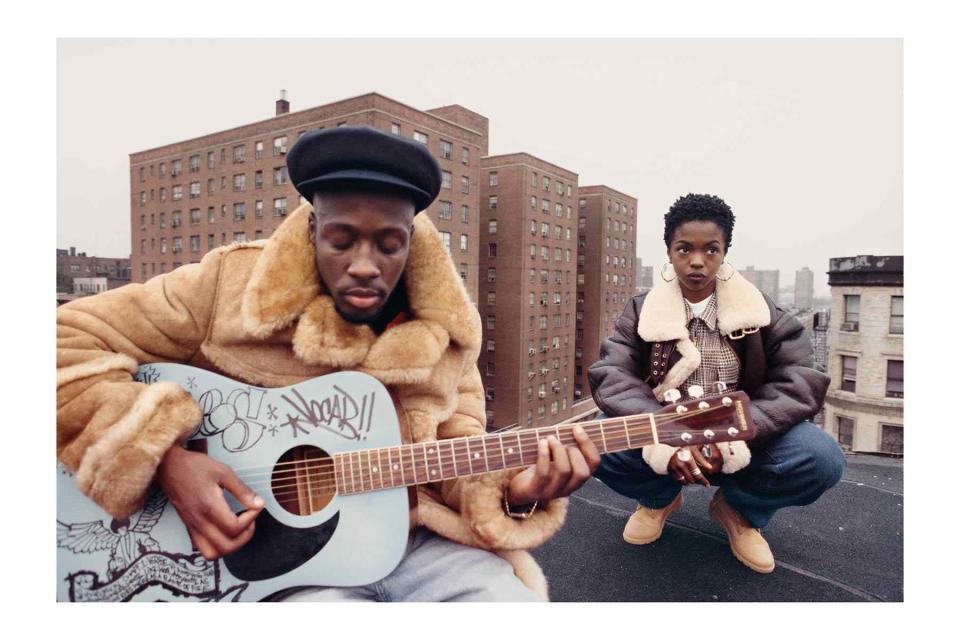 <p>Lisa Leone/Courtesy of Fotografiska New York</p> Wyclef Jean and Lauryn Hill, East Harlem, New York City (1993)