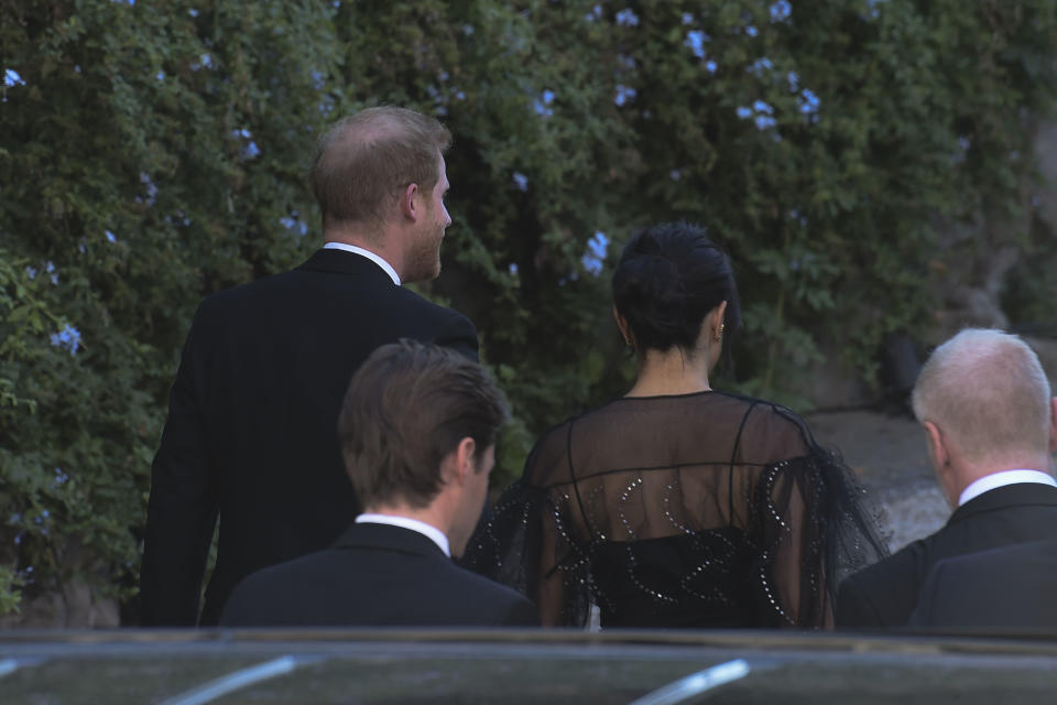 Prince Harry and Meghan Markle arrived at Misha Nonoo's Italian wedding. Photo: Mega.