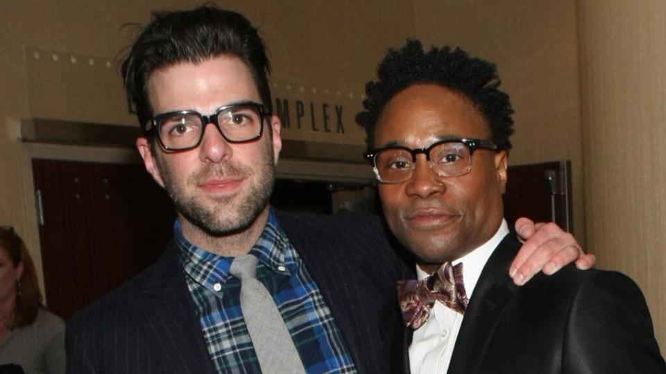 Zachary Quinto (left) and Billy Porter (right) will voice gay parents Randall and Barry-Leibowitz-Jenkins in Disney’s reboot of the popular cartoon, “The Proud Family.” (Photo by Bennett Raglin/Getty Images for Kinky Liqueur)