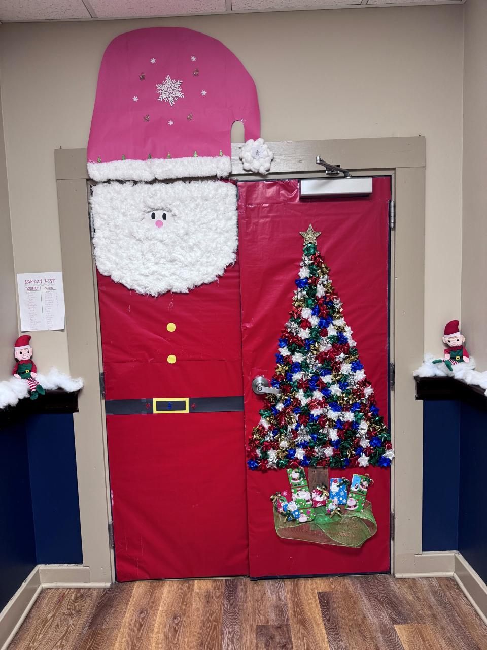 The kids have been enjoying a week of crafts and fun with their door decorating contest, going all out on their creative ideas. The girls door uses every inch to create a Santa Claus.