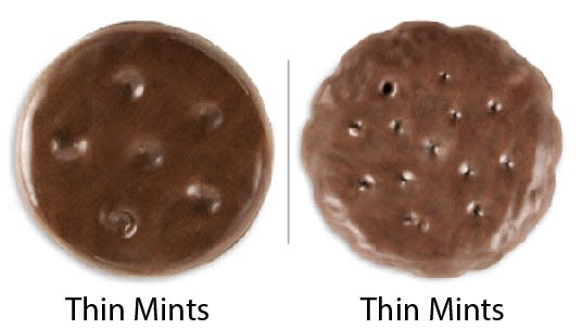 Girl Scout Cookie comparisons: Thin Mints vs. Thin Mints. Girl Scouts of the USA/Enrique Rodriguez composite