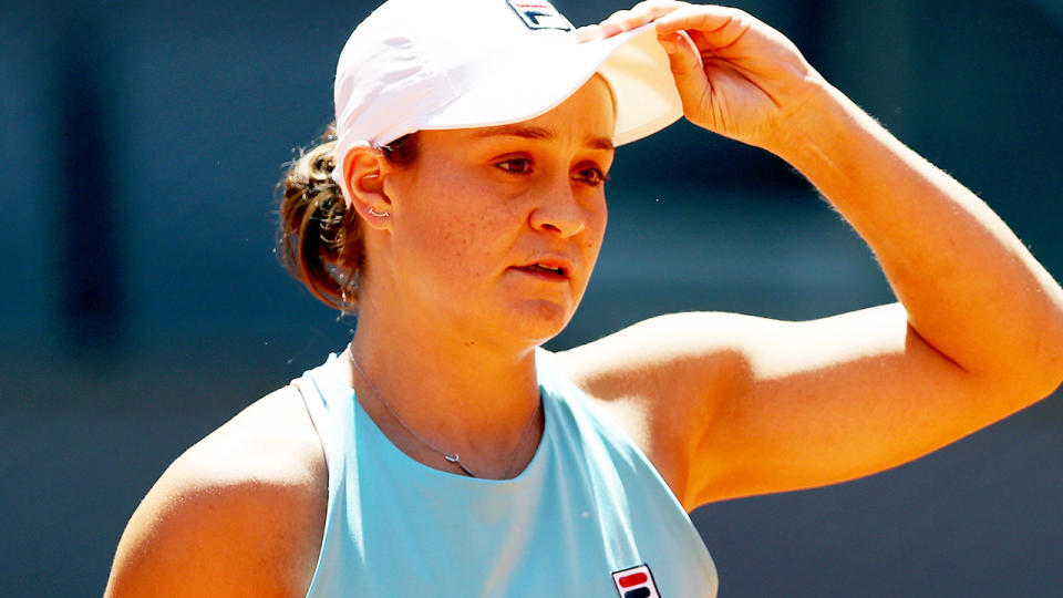 Ash Barty, pictured here in action at the Madrid Open.