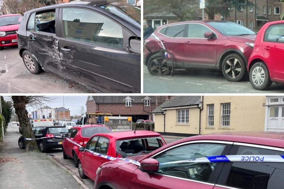 Four cars on London Road after the crash i(Image: NQ)/i