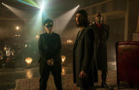 This image released by Warner Bros. Pictures shows Jessica Henwick, from left, Keanu Reeves and Yahya Abdul-Mateen II in a scene from "The Matrix Resurrections." (Warner Bros. Pictures via AP)