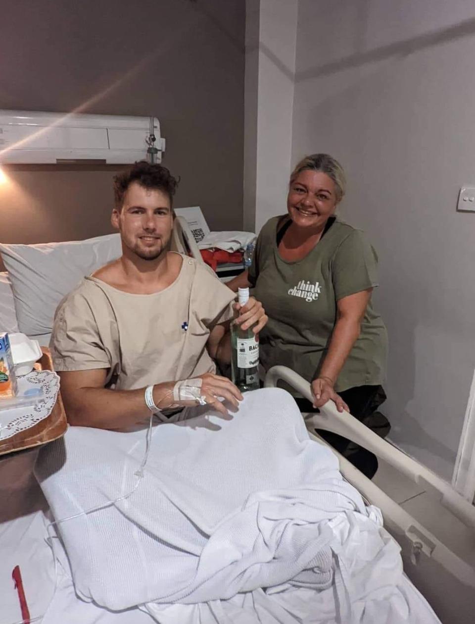 Steven (not his real name) pictured in hospital after the frightening ordeal. Source: Supplied