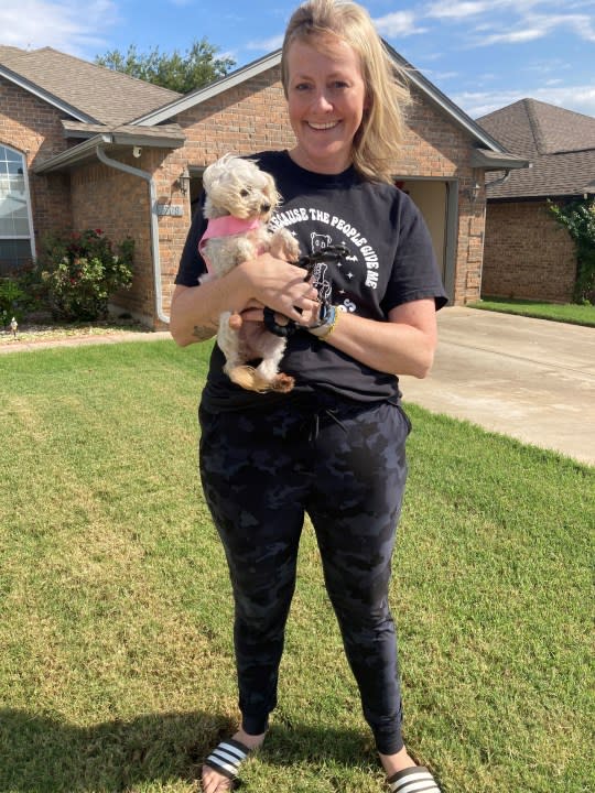 Lindsay Long pictured at her home with Peggy. 