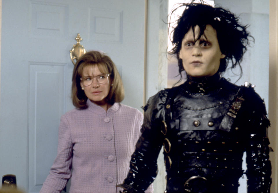 American actors Dianne Wiest and Johnny Depp on the set of Edward Scissorhands, written and directed by Tim Burton. (Photo by Twentieth Century Fox Film Corpo/Sunset Boulevard/Corbis via Getty Images)