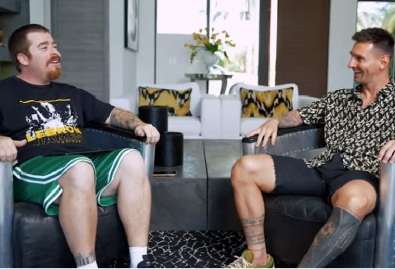 Migue Granados entrevistó a Messi en Miami para su programa de streaming Soñé que volaba (Foto: Captura Soñé que volaba)