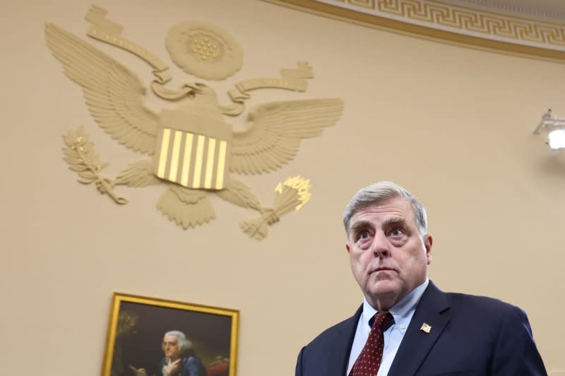 Ret. Gen. Mark A. Milley, former chairman of the Joint Chiefs of Staff, arrives at a hearing conducted to assess the Biden administrations withdrawal from Afghanistan at the Rayburn Senate Office Building in Washington, DC on Tuesday. Photo by Jemal Countess/UPI