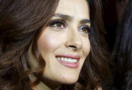 Actress and producer Salma Hayek attends an interview with Reuters during a charity gala dinner in Beirut April 27, 2015. REUTERS/Mohamed Azakir