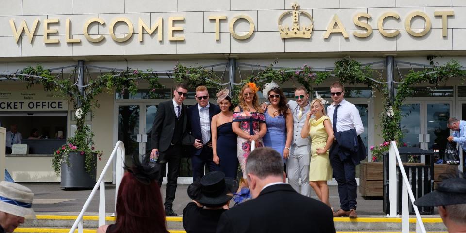 <p>Guests took pictures in front of the track.</p>