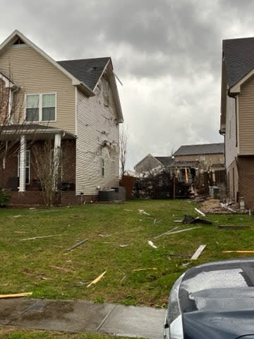 Storm damage at the Autumnwood Farms subdivision in Clarksville (Photo: WKRN)