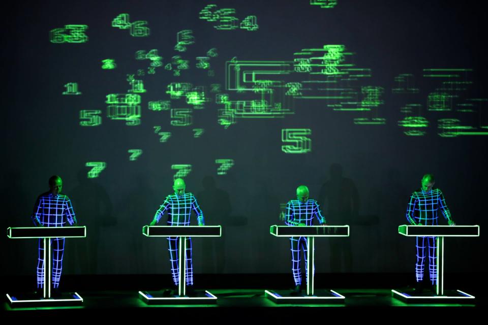 Kraftwerk perform during the 2016 Movement Electronic Music Festival at Hart Plaza in downtown Detroit on Saturday, May 28, 2016.