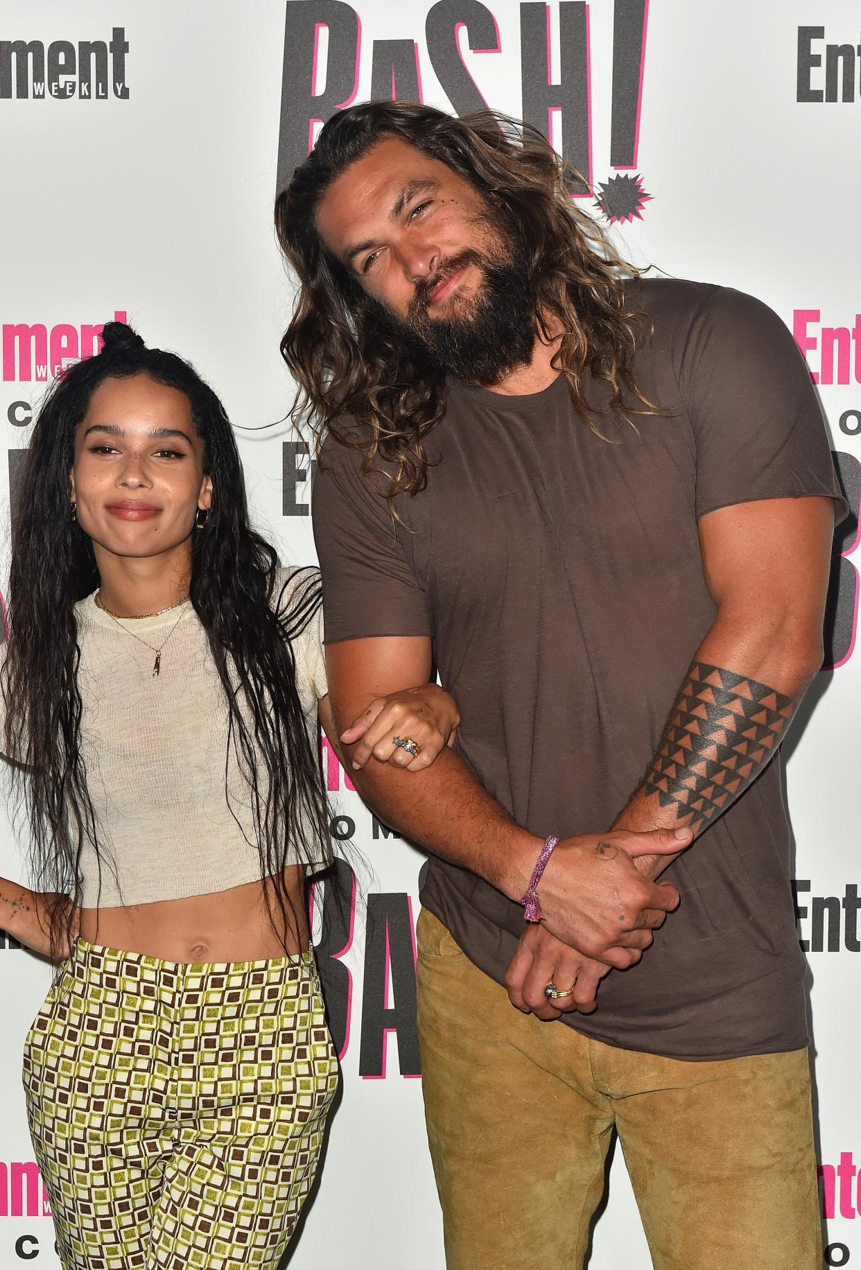 SAN DIEGO, CA - JULY 21:  (L-R) Zoe Kravitz and Jason Momoa attends Entertainment Weekly's Comic-Con Bash held at FLOAT, Hard Rock Hotel San Diego on July 21, 2018 in San Diego, California sponsored by HBO  (Photo by Jerod Harris/Getty Images)