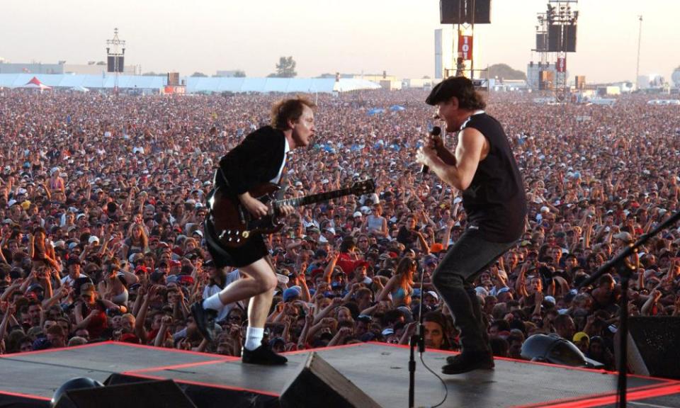 Angus Young and Brian Johnson playing in Toronto in 2003