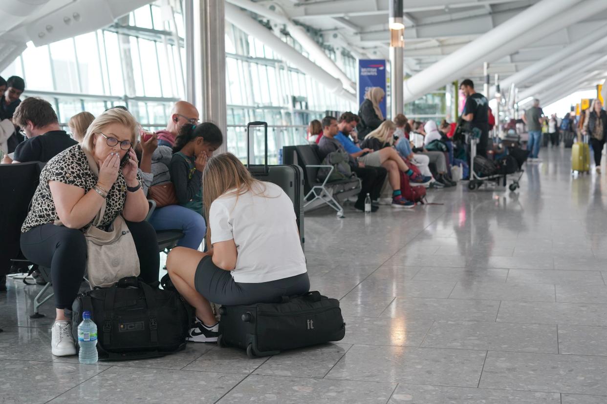 Passengers at Heathrow Airport as disruption from air traffic control issues continues across the UK and Ireland. Travel disruption could last for days after flights were cancelled leaving thousands of passengers stranded during a technical fault in the UK's air traffic control (ATC) system. Picture date: Tuesday August 29, 2023.