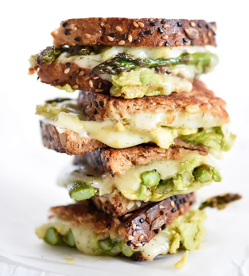 Spicy Smashed Avocado and Asparagus Havarti Grilled Cheese from Foodie Crush