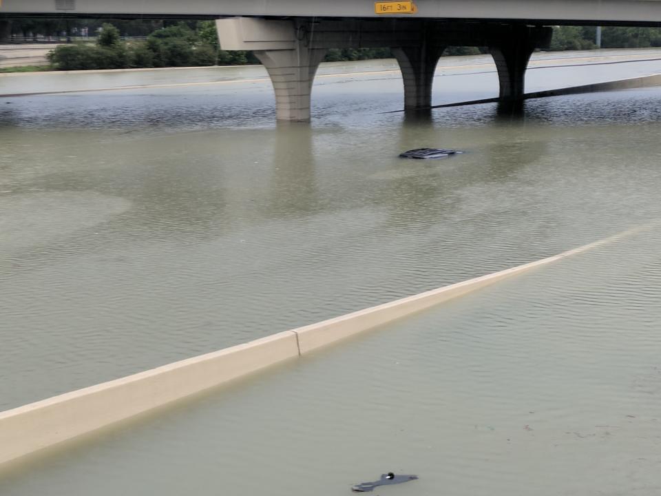 A submerged car in Katy, Texas, just west of Houston. (Photo: David Lohr/HuffPost)