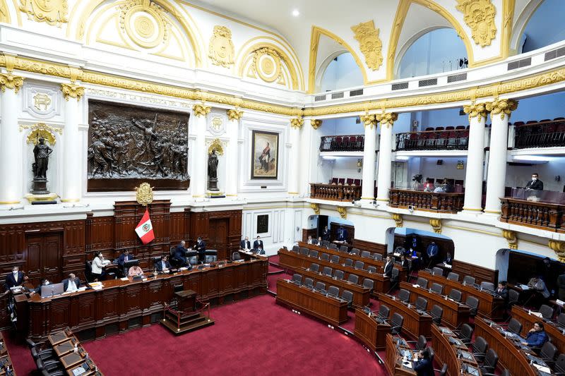 FILE PHOTO: Peru opposition lawmakers launch third impeachment attempt against Castillo