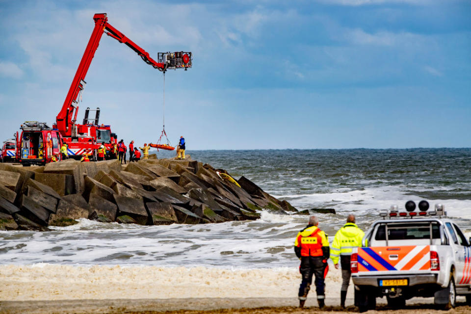 The rescue operation at Scheveningen beach. 