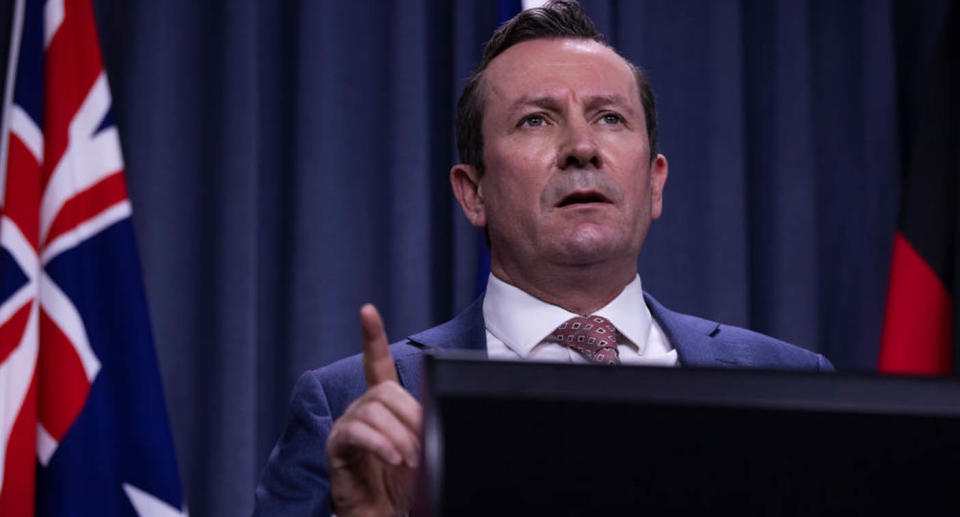 West Australian Premier Mark McGowan speaks to media at Dumas House.