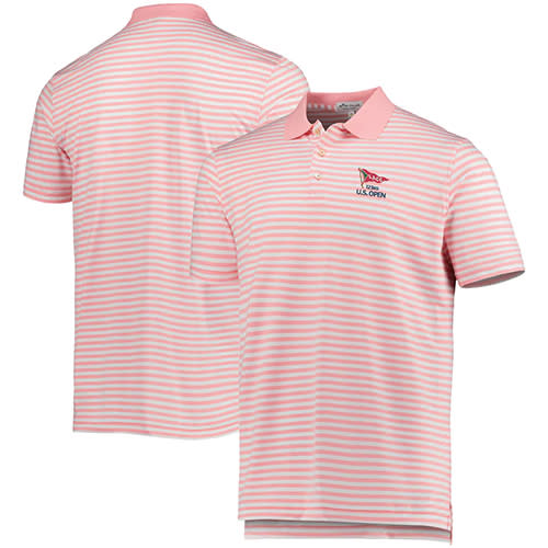 Men's 2023 U.S. Open Peter Millar Pink/White Ramon Performance Jersey Polo