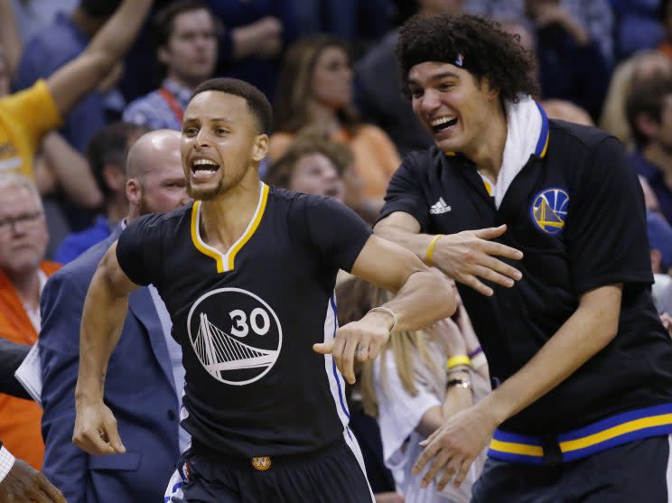 The two best shooters in the NBA have a good time. (AP)