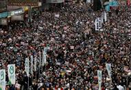 Anti-government New Year's Day demonstration in Hong Kong