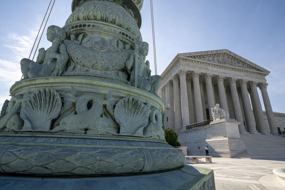 FILE - In this June 17, 2019 file photo, The Supreme Court is seen in Washington. The Supreme Court will consider Trump administration rules expanding religious, moral exemptions from contraceptive coverage. (AP Photo/J. Scott Applewhite)