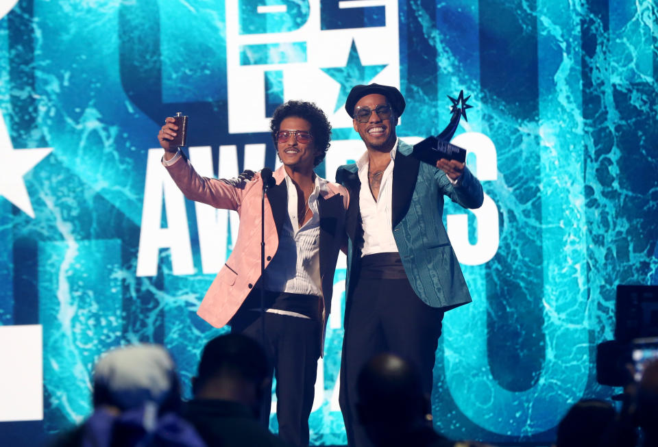 Bruno Mars and Anderson .Paak as Silk Sonic at BET Awards 