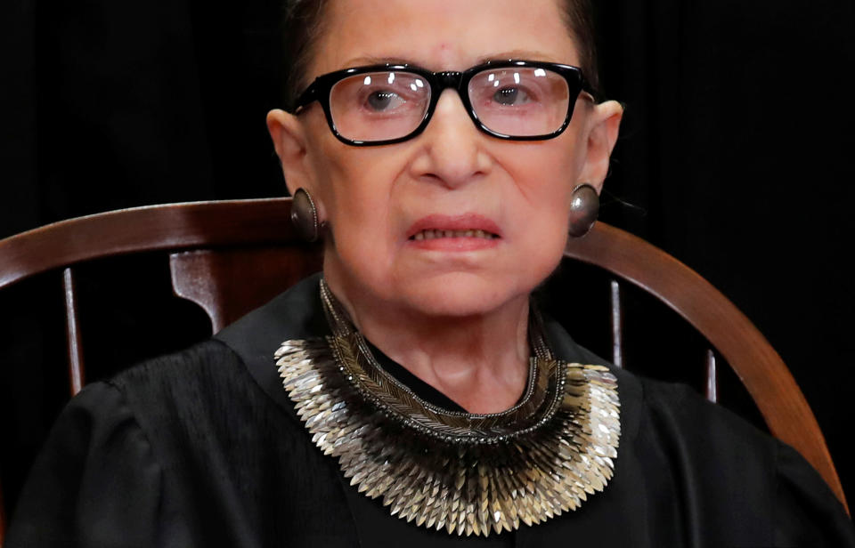 U.S. Supreme Court Associate Justice Ruth Bader Ginsburg is seen during a group portrait session for the new full court at the Supreme Court in Washington, U.S., November 30, 2018. REUTERS/Jim Young