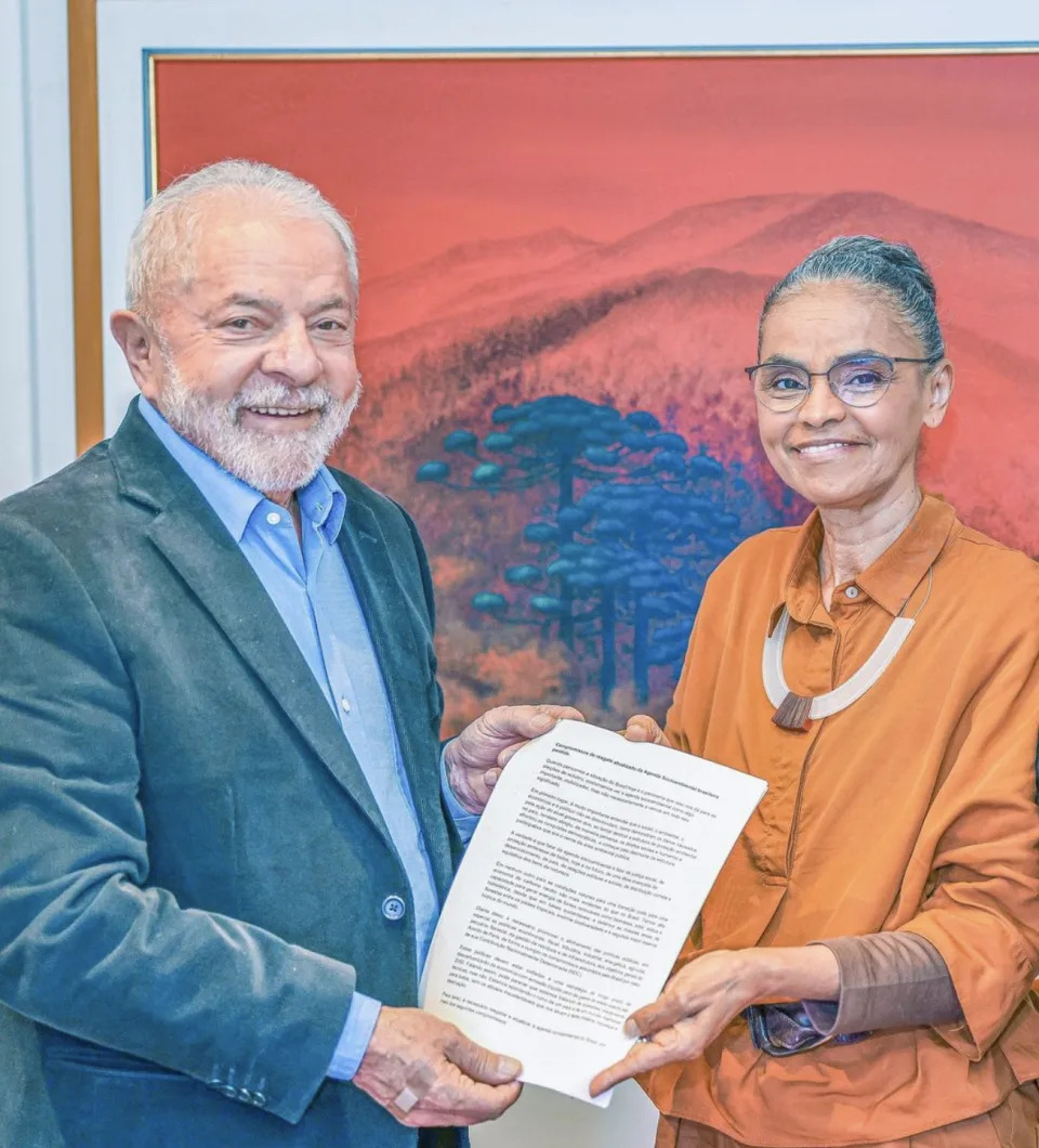 Lula e Marina Silva se encontram para discutir propostas do meio ambiente (Foto: Reprodução/Ricardo Stuckert)