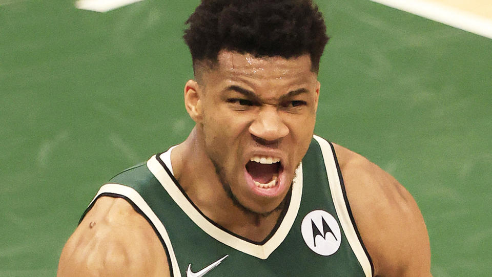 Giannis Antetokounmpo turned in a historic performance to steer the Bucks to a game three victory over Phoenix in the NBA Finals. (Photo by Justin Casterline/Getty Images)