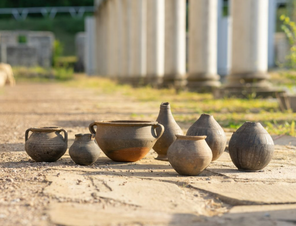 A collection of wine pottery vessels found at Novae.
